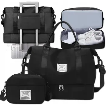 Cestovní taška CESTOVNÍ TAŠKA PŘÍRUČNÍ ZAVAZADLO S KOSMETICKOU TAŠTIČKOU ČERNÁ