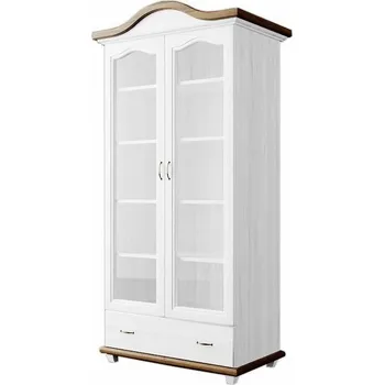 Komoda Vitrína Ludvík 2D1S - masiv borovice Odstín: Dub