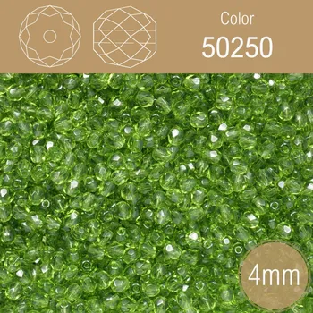 Korálek Korálky BROUŠENÉ 4mm. Barva 50250. Průhledná zelená. Balení 120Ks.