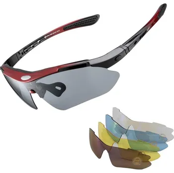 Horské kolo RockBros cyklistické brýle UV400 - Černo červené + náhradní čočky