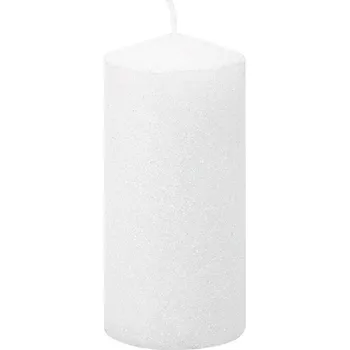 Svíčka Svíčka MagicHome Vánoce, 5,5x12 cm, bílá, s glitry