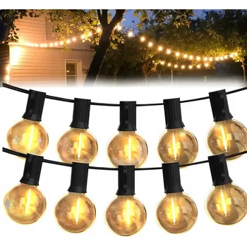 Venkovní osvětlení LED SVĚTELNÝ ŘETĚZ ZAHRADNÍ GIRLANDA 18m 30x ZAHRADNÍ ŽÁROVKY VENKOVNÍ