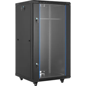 Rozvaděč Vevor Nástěnná racková skříň 22U, hloubka 600 mm, 136 kg, skleněná dvířka