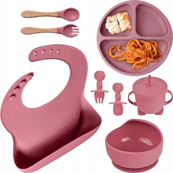 SILIKONOVÉ NÁDOBÍ SADA NÁDOBÍ PRO DĚTI S BRYNDÁKEM PŘÍSAVKA