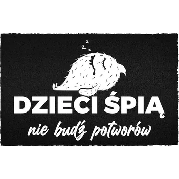 Rohožka KOKOSOVÁ VSTUPNÍ ROHOŽKA 40X60 ČERNÁ HIT NÁPIS DĚTI SPÍ – TICHO!