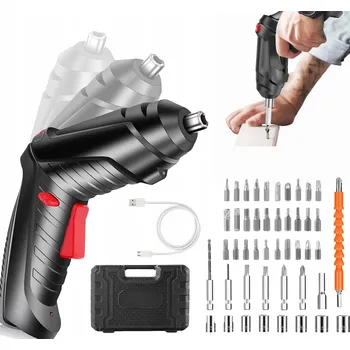 MINI AKU ŠROUBOVÁK PŘÍKLEPOVÁ VRTAČKA USB NÁSTAVCE BITY + KUFR