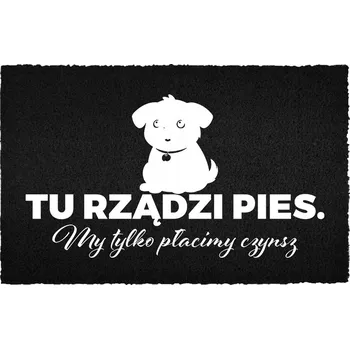 Rohožka VSTUPNÍ ROHOŽKA KOKOSOVÁ 40X60 HUMOR NÁPIS PES VLÁDNE, MY PLATÍME