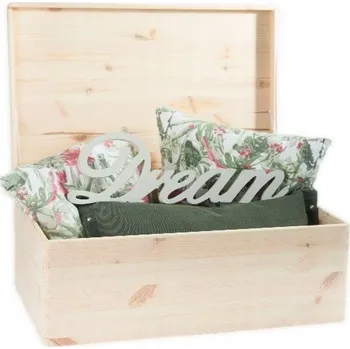 Úložný box Dřevěná bedna s víkem Pinus 60x40x23 cm přírodní