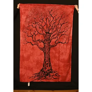 Přehoz na lůžko Mandala malá/strom červená