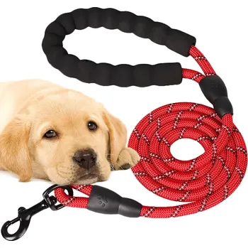 Vodítko pro psa Przyjaciele Silné lanové vodítko pro výcvik psů s rukojetí odrazky silné odolné