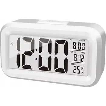 Budík Digitální budík bílý LED s teploměrem a funkcí odloženého buzení