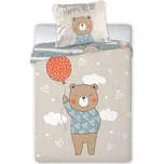 Dětské bavlněné povlečení do postýlky MEDVÍDEK S BALÓNKEM