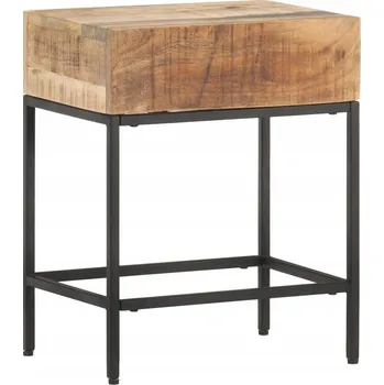 Konferenční stolek Dřevěný odkládací stolek vintage 40 x 30 x 50 cm z manga, ocelový rám
