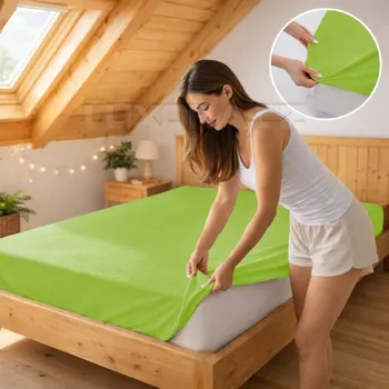 Prostěradlo Prostěradlo jersey zelená kiwi 42 - 180 x 200 cm dvoulůžko