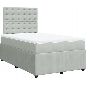 Postel Kontinentální postel světle šedá 200 x 120 x 140,5/150,5 cm s matrací 120 x