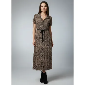 Pratto dámské košilové šaty se zvířecím vzorem hnědé Velikost: 42