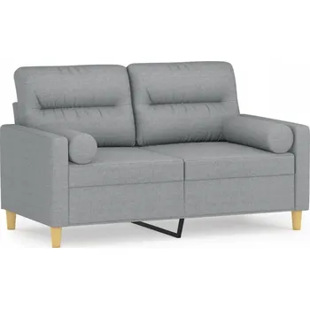 Pohovka Světle šedá dvoumístná pohovka s ozdobnými polštáři, 138 x 77 x 80 cm