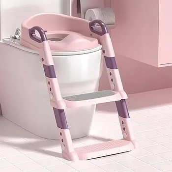 WC sedátko Nástavec na WC sedátko pro děti se schůdky, skládací prkénko s úchyty