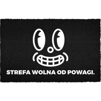 Rohožka KOKOSOVÁ ROHOŽKA 40X60 ČERNÁ POD DVEŘE HUMOR NÁPIS ZÓNA BEZ VÁŽNOSTI.