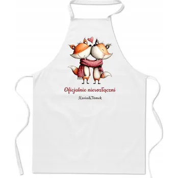 Kuchyňská zástěra Valentýnská kuchyňská zástěra Dárek Lišky Oficiálně Nerozluční + Jméno
