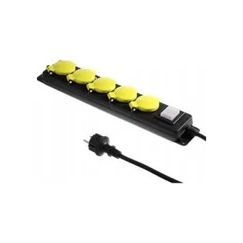 Prodlužovací kabel PRODLUŽOVACÍ KABEL S VYPÍNAČEM DÍLENSKÝ 5x2P+UZEMNĚNÍ 10A 5M 1,5mm IP44
