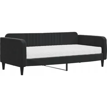 Pohovka Černá rozkládací pohovka 2v1 s matrací 213 x 100 x 75 cm