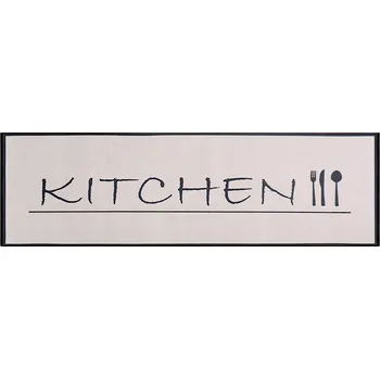 Koberec BĚHOUN DO KUCHNI BEŻOWY 50X180 KOBEREC KUCHYŇSKÝ ČERNÝ KITCHEN POGUMOVANÝ