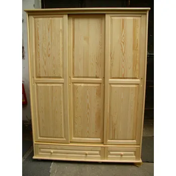 Šatní skříň Skříň 10 s posuvnými dveřmi - masiv borovice Odstín: Dub