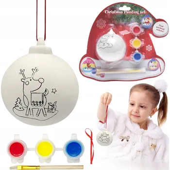 Vánoční ozdoba BAŇKY K VLASTNÍMU MALOVÁNÍ + BARVY DIY KREATIVNÍ DÁREK OZDOBY NA STROMEČEK DIY