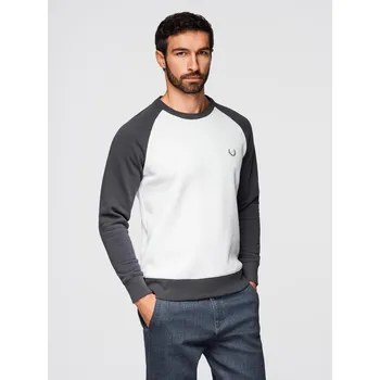 Pánská mikina Pánská kontrastní mikina s reglánovými rukávy - krémová a grafitová V1 OM-SSNZ-0239 - S