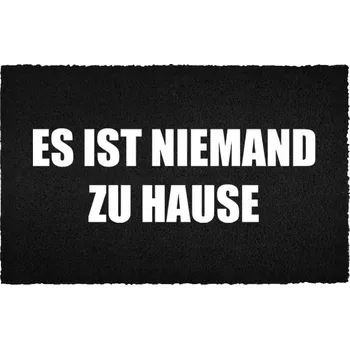 Rohožka Černá kokosová rohožka ke dveřím | Nikdo není doma Dárek 40x60 cm