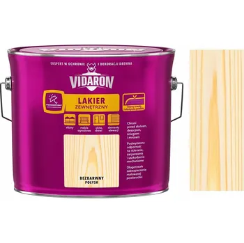 barva a nátěr na dřevo Vidaron Venkovní lak na dřevo lesklý 2,5L bezbarvý pro venkovní použití, altány