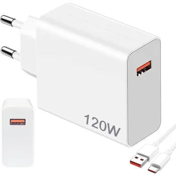 Rychlá nabíječka 120W Bílá USB nabíječka do telefonu Type C Turbo nabíjení