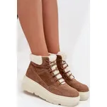 Semišové dámské sněhule s kožíškem na platformě Vinceza