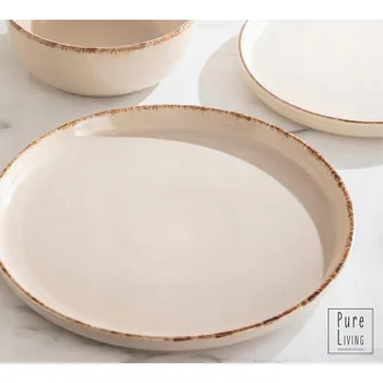 Talíř JÍDELNÍ TALÍŘE SADA 4 KUSŮ z kameniny 26cm ploché kulaté glazované