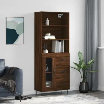 Příborník do zásuvky vidaXL Skříň highboard hnědý dub 69,5 x 34 x 180 cm kompozitní dřevo