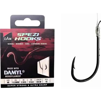 Rybářský háček DAM návazec Spezi Worms (na žížaly a rousnice) 60cm - 10ks 6