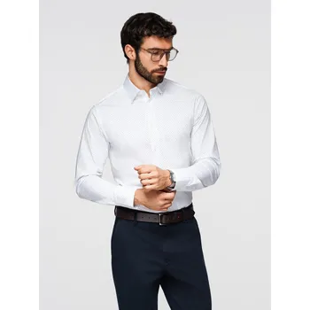 Pánská košile Pánská bavlněná košile REGULAR FIT s jemným vzorem - bílá V1 K698 - L