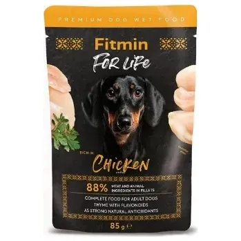 Fitmin For Life Kuřecí kapsička pro dospělé psy s bylinkami 85g