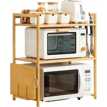 police POLICE NA MIKROVLNNOU TROUBU, Kuchyňský Stojan Bambusový Dřevěný Regál na Koření