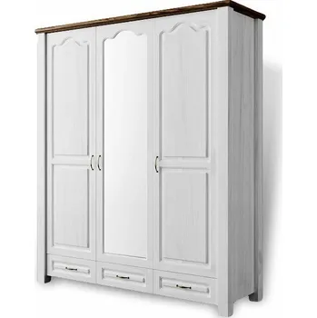 Šatní skříň Skříň Merlin 3D3S - masiv borovice Odstín: Šedá krycí barva