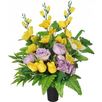 Smuteční dekorace DEKORACE NA HROB VELKÝ KOMPOZICE UMĚLÉ KVĚTY DO VÁZY