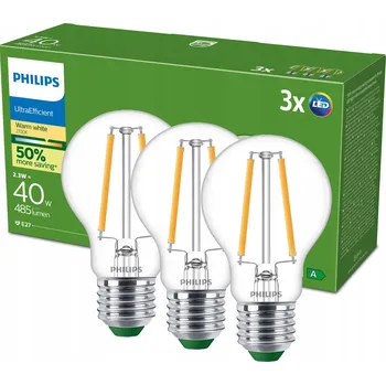 Žárovka Philips LED žárovka UltraEfficient E27 2,3W = 40W | 485 lm | 2700K | 3 ks