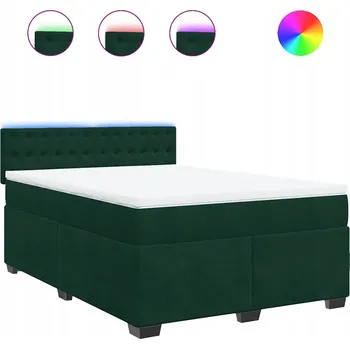 Postel Kontinentální postel tmavě zelená s LED osvětlením 200 x 144 x 100,5 cm
