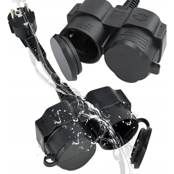 Elektrická zásuvka 16A KABEL SE 2 ZÁSUVKAMI, PRODLUŽOVACÍ KABEL, DVOJITÁ ZÁSUVKA DO ZÁSUVKY