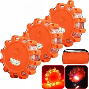 Maják 3X VÝSTRAŽNÁ LAMPA MAJÁK NA STŘECHU NA MAGNET 9 režimů blikání