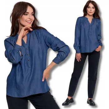 Dámská košile Moraj dámská košile s dlouhým rukávem, bez vzoru, modrá, velikost XL