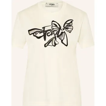 Dámské tričko Fendi Dámské Tričko S Výšivkou, krémová / černá, 36