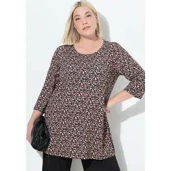 Dámské tričko Ulla Popken, Plus size Dlouhé tričko, A střih, kulatý výstřih, 3/4 rukávy pro plnoštíhlé nadměrná velikost, 842815100-1128, černý, 42/44, Nadměrné velikosti, Plus size oblečení, Oblečení pro boubelky, Oblečení pro baculky, Oblečení pro plnoštíhlé, Oblečen