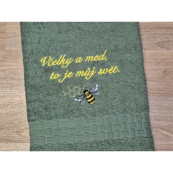 Ručník Ručník pro včelaře khaki 450g Včelky a med, to je můj svět